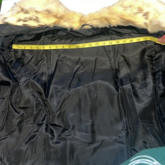 Vintage genuine rabbit fur cream tan brown mid length coat - Picture 16 of 17